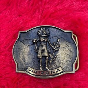 VTG Arizona Morning Kachina Brass Belt Buckle Registered Solid Brass EO0052 1978